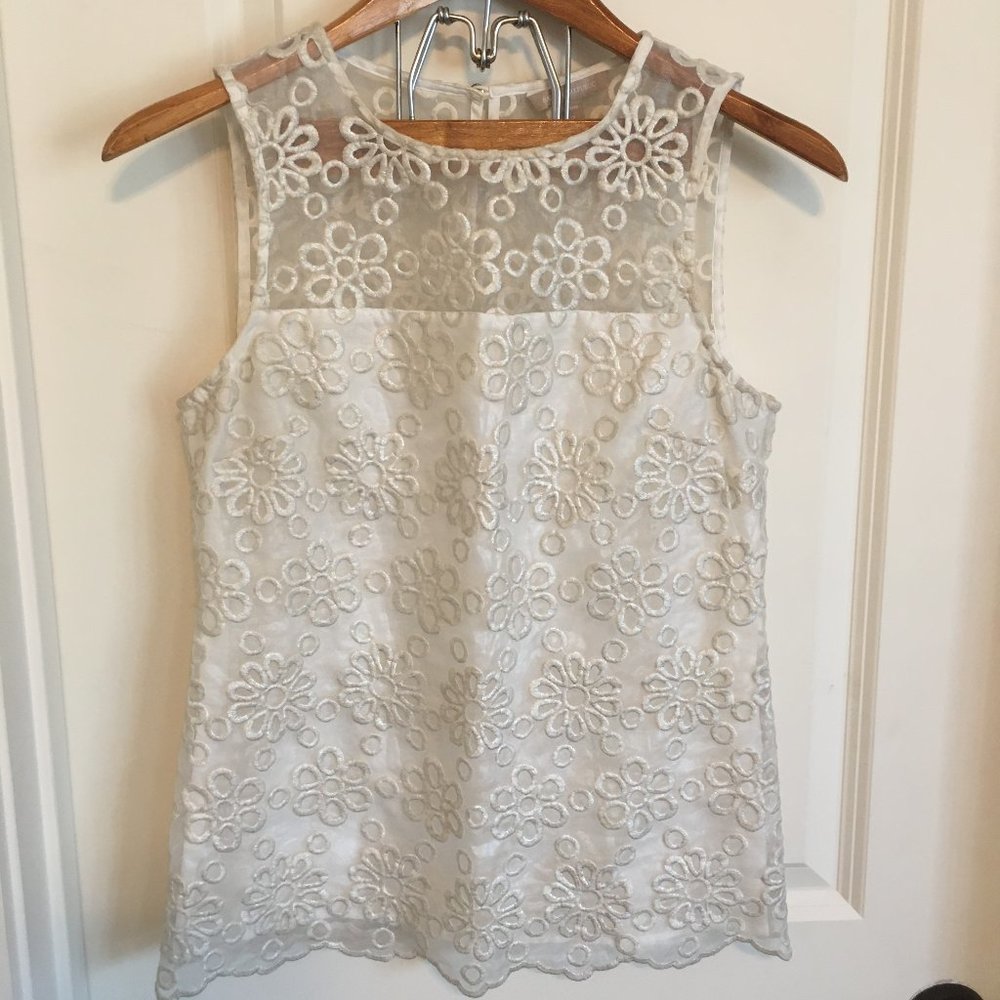 Banana Republic | Metallic Embroidery Top